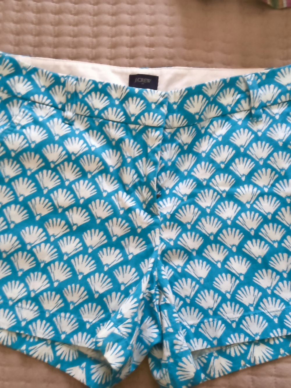 J. Crew Teal and White Patterned Women’s Shorts